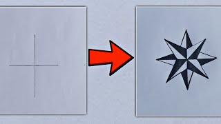 3D - Star Drawing from + | Easy Step by Step Tutorial | Star |