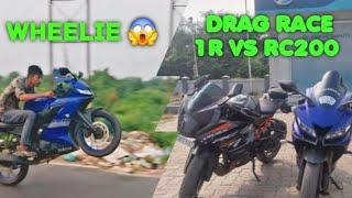 kaise lagti hai wheelie R15v3 mai || kya aaj Rc200 ke sath darg race jitega R1 