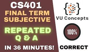 cs401 final term preparation 2024 | cs401 current paper 2024 | Subjective