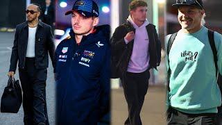 Lewis Hamilton Max Verstappen & more F1 drivers arrive in style in Las Vegas | F1 Paddock BTS