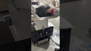 Case of plastic chips being crushed by GP300 plastic crusher