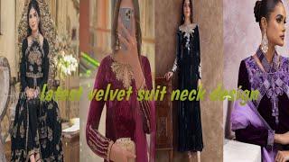 latest velvet suit neck design |Beautiful neck designs for gail |#dress #design #style