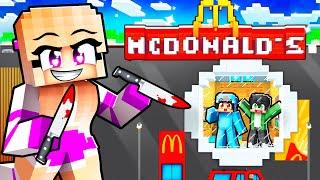 I Built a SECRET MCDONALDS to Hide From Crazy Fan Girl in Minecraft!