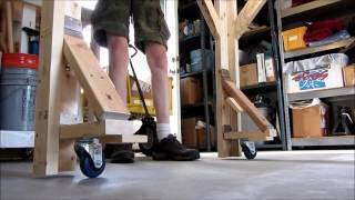 mattvid #5:  Garage workbench retractable caster wheels with retention magnets