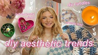 making pinterest & tiktok DIY TRENDS!! crochet tote bag, candles, beaded jewelry, ring dish & more!