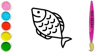 How To Draw Cute Fish Drawing, Painting & Coloring For Kids and Toddlers_