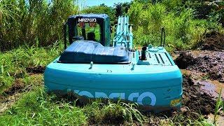 Excavator Bogged Stuck In Mud Heavy Recovery Kobelco SK200 10