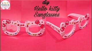 DIY Hello Kitty Sunglasses with paper/How to make sunglasses with cardboard/hello kitty crafts diy.