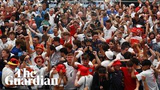 Watch the moments as England fans wildly celebrate goals against Slovakia