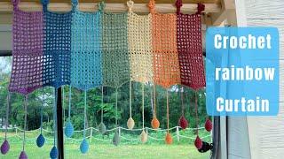 How to crochet rainbow curtains easy for beginner. #crochetanywhere