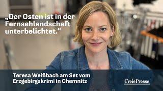 Teresa Weißbach live am Set vom Erzgebirgskrimi in Chemnitz