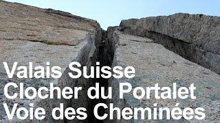 Chimney route East face Petit Clocher du Portalet Valais Switzerland Champex mountaineering climbing