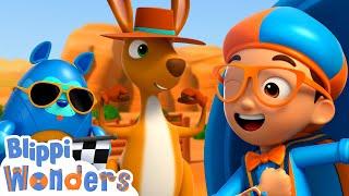 Blippi Visits Australia And Learns About Kangaroos - Blippi Wonders | Cartoons For Kids