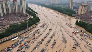 Massenevakuierung in China! Schreckliche Überschwemmung in Shaanxi: Brücken in Baoji unter Wasser
