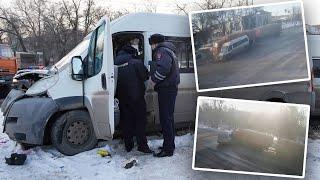 Момент смертельного столкновения маршрутки и КАМАЗа в Волгограде попал на видео
