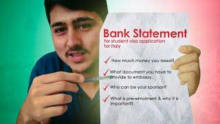 Bank statement for student visa | Italy student visa documentation explained