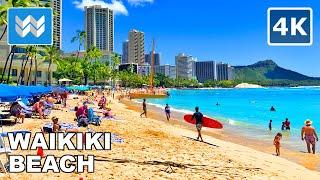 [4K] Waikiki Beach in Honolulu, Oahu Hawaii USA - Walking Tour Vlog & Vacation Travel Guide  ASMR