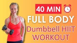 40 MIN FULL BODY DUMBBELL HIIT WORKOUT // Low Impact