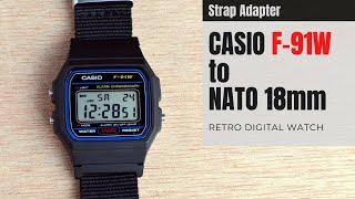 Installing NATO Strap to Casio F91W / F-91W with adapter (EN Sub)