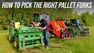 GUIDE TO TRACTOR PALLET FORKS.  WHAT SIZE PALLET FORKS? 