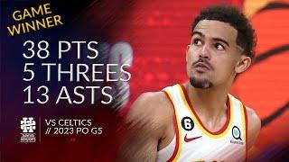 Trae Young 38 pts 5 threes 13 asts vs Celtics 2023 PO G5