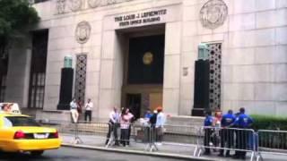 Newly married couples exiting the Office of the City Clerk in Manhattan