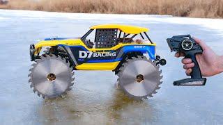 Experiment: RC Truck Saw Blade Wheels on Ice