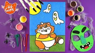 44 Gatti | Coloriamo con la sabbia Polpetta e i fantasmini | Video di Halloween per bambini