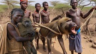 Thrilling BABOON Monkey HUNT with Hadzabe Tribe Bush People