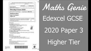 Edexcel GCSE Maths 2020 Higher Exam Paper 3 Walkthrough