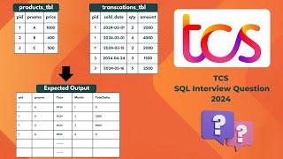 TCS SQL Interview Question - Find product wise total amount, including products with no sales