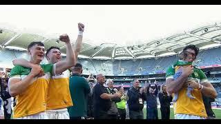 JASON SAMPSON LIFTS THE CUP AFTER OFFALY V LAOIS 2024 JOE MCDONAGH HURLING FINAL