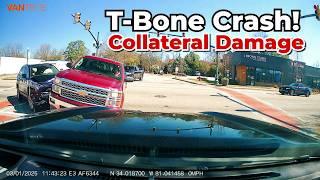 Red Light Runner Causes COLLATERAL DAMAGE! Car Dashcam 752