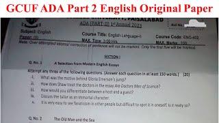 BA ADA Part 2 English GCUF Original paper 1st Annual 2023 | ADA English past papers GCUF