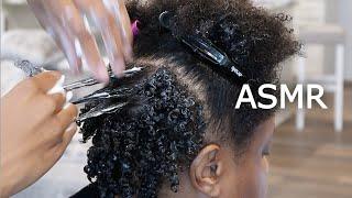 ASMR Hair Sounds & Whispers (curl defining my mom’s afro type 4 hair)