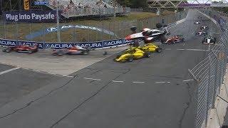 Pro Mazda Championship 2018. Race 1 Grand Prix of Toronto. Start | Huge Airborne Crash (all angles)