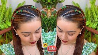 PEINADOS con trenzas y pelo suelto fácil | peinado para la escuela