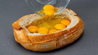 Die beste Idee überhaupt: Gießen Sie einfach die Eier in das Brot.
