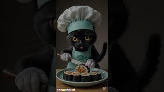 Cat Chef Making Tuna Kimbap  #shorts #ai #animals #cute #4k #aiart