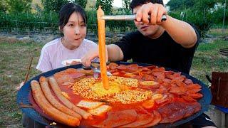 길이에 놀라고 맛에 한 번 더 놀라는 [롱쓰부대찌개] 먹방! (Budae-jjigae, Sausage stew) 요리&먹방!! - Mukbang eating show