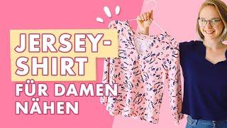 Jersey T-Shirt für Damen nähen - mit einfachem V-Ausschnitt