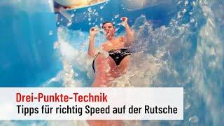 Im Freibad schneller rutschen mit der Drei-Punkte-Technik