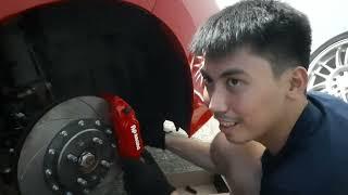 Honda jazz Gk rs installation big brake kit (BBK) AP racing