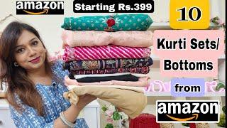  Amazon 10 Kurti Set & Bottom Haul Starting Rs.399| Amazon Partywear/Summer Kurtis ️l Amazon Haul