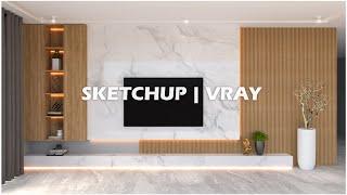 Sketchup 3d model | vray interior (Tv cabinet)