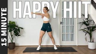 15 MIN HAPPY HIIT WORKOUT - all standing, no jumping (warm up & cool down included)