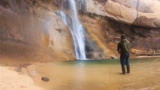 Trout Fishing a WATERFALL in the DESERT!! (Catch & Cook)