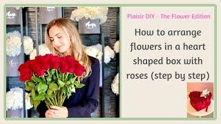 How to arrange flowers in a heart shape flower box️️ Easy flower arrangement (step by step) Roses