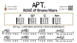 APT.(ROSÉ & Bruno Mars) 아파트(로제와 브루노마스) 우쿨렐레 쉬운곡 초보 코드 악보