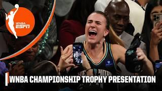 The New York Liberty are presented with the 2024 WNBA Championship Trophy  | WNBA on ESPN